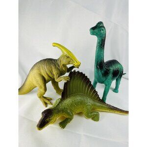 Lot of 3 Dinosaur Figures Brachiosaurus, Parasaurolophus, Edaphosaurus Toys